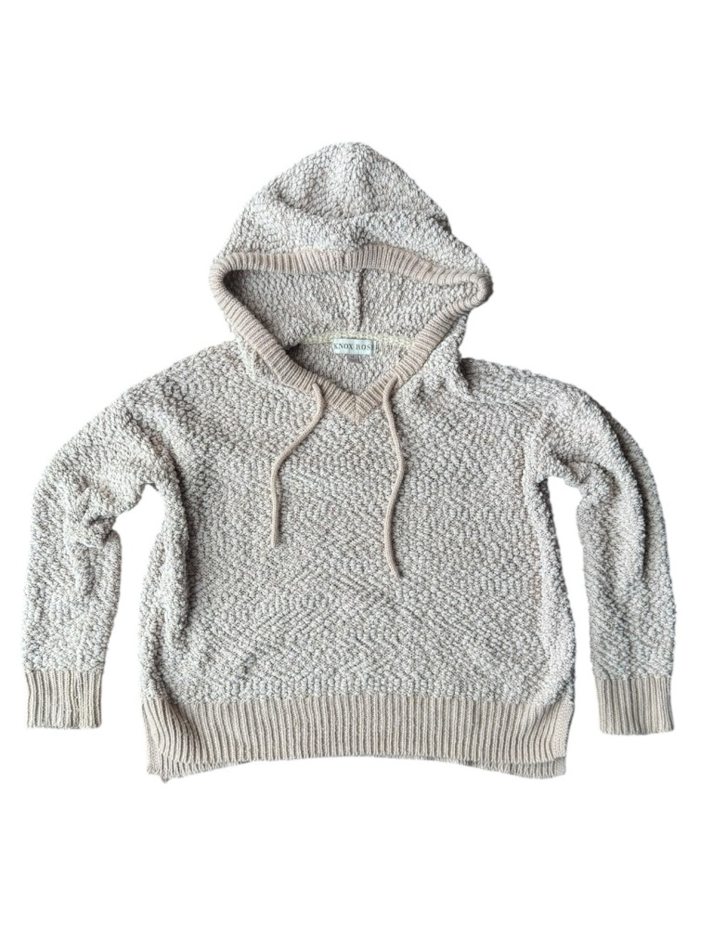 Knox Rose Beige Textured Hooded Knit Sweater Size M